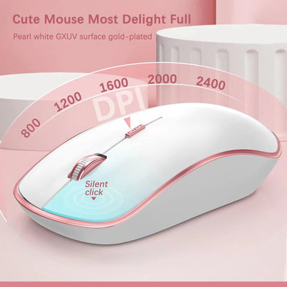 Wireless Keyboard Mouse Combo,Typewriter Keyboard Wireless, Portable Pink Keyboard for Computer/Laptop/Windows/Mac-Pink