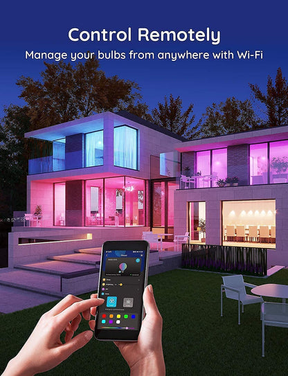 Smart Light Bulbs - Dimmable RGBWW Color Changing, Compatible with Alexa & Google Assistant, No Hub Required, 9W 60W Equivalent A19 LED for Bedroom Living Room (4 Pack)